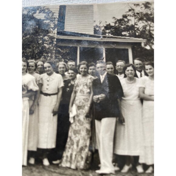 Vintage Black & White Wedding Photograph Large Family 1920s - Picture 8 of 15
